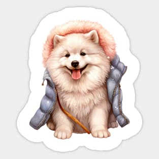 Winter Samoyed Dog Sticker